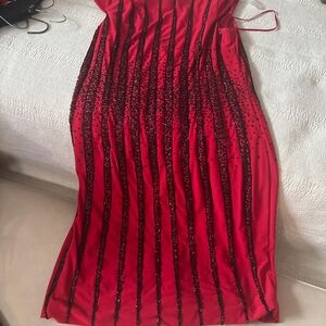 Stunning Backless Red Sequin Dress